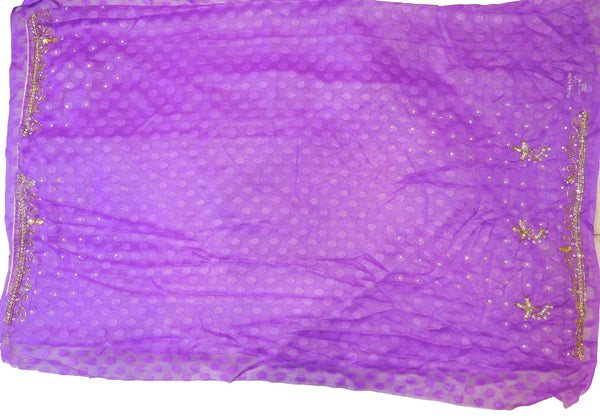 Purple & Pink Designer Bridal Georgette Lahenga Style Hand Embroidery Work Saree Sari