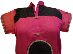 Pink & Black Designer Cotton (Chanderi) Kurti