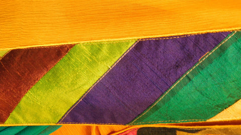 Yellow & Blue Designer Pure Chiffon Zari Thread Cutdana Hand Brush Printed Party Wear Sari Saree 51S