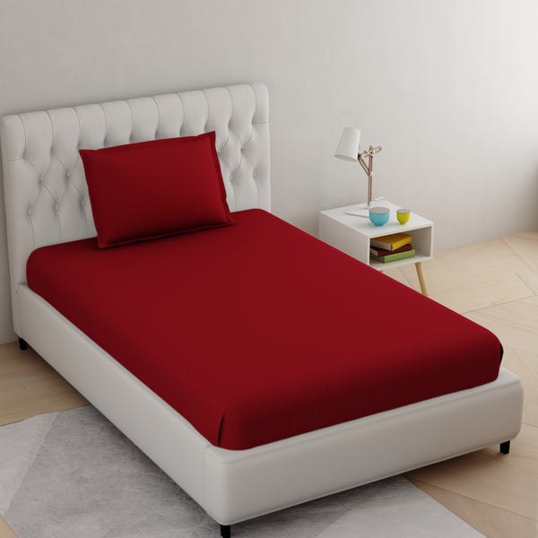 Red Pure Cotton Single Bed Bedsheet