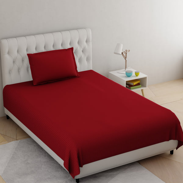 Red Pure Cotton Single Bed Bedsheet