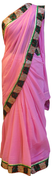 Pink Stylish Border Saree