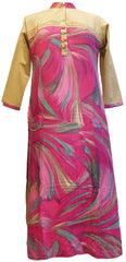 Beige & Pink Designer Cotton (Rayon) Printed Kurti Kurta