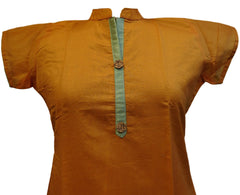 Yellow Designer Cotton (Chanderi) Kurti