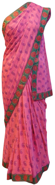 Pink Designer Border Saree
