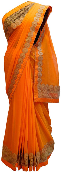 Orange Designer Chiffon Saree