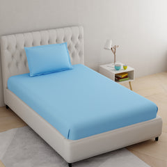 Sky Blue Pure Cotton Single Bed Bedsheet