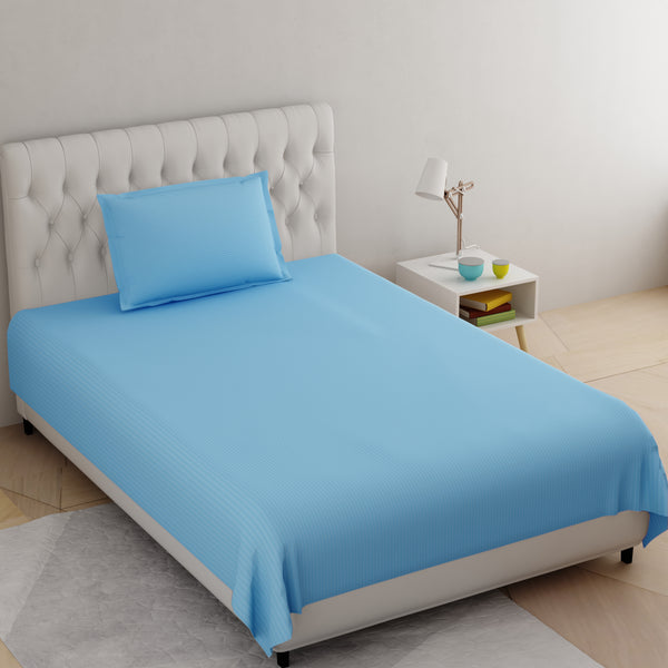 Sky Blue Pure Cotton Single Bed Bedsheet