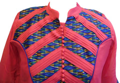 Pink & Blue Designer Cotton (Chanderi) Kurti