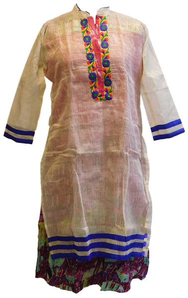 Multicolor Designer Cotton (Chanderi) Kurti
