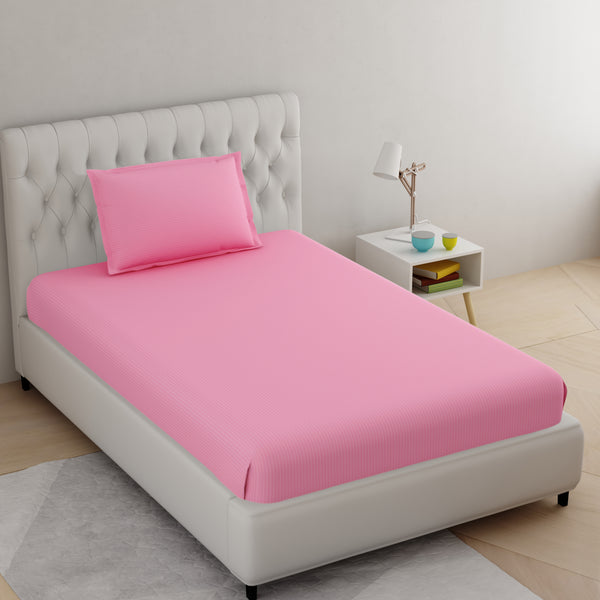 Deep Pink Pure Cotton Single Bed Bedsheet