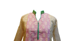 Pink & Cream Designer Cotton (Supernet) Kurti