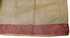 Cream Designer Georgette Sari With Wine Border Zari Thread Embroidery Work Saree