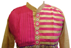 Pink & Cream Designer Cotton (Chanderi) Kurti