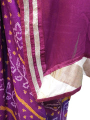 Wine Designer Bandhani Pure Georgette Hand Embroidery Work Saree Sari