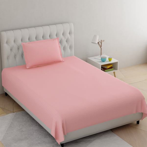 Baby Pink Pure Cotton Single Bed Bedsheet