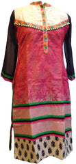 Pink & Black Designer Cotton (Supernet) Kurti