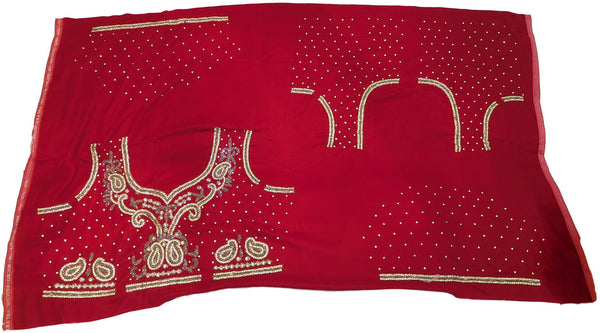 Red & White Designer Sari Net Saree With Very Heavy Blouse