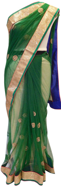 Green Net Stylish Saree