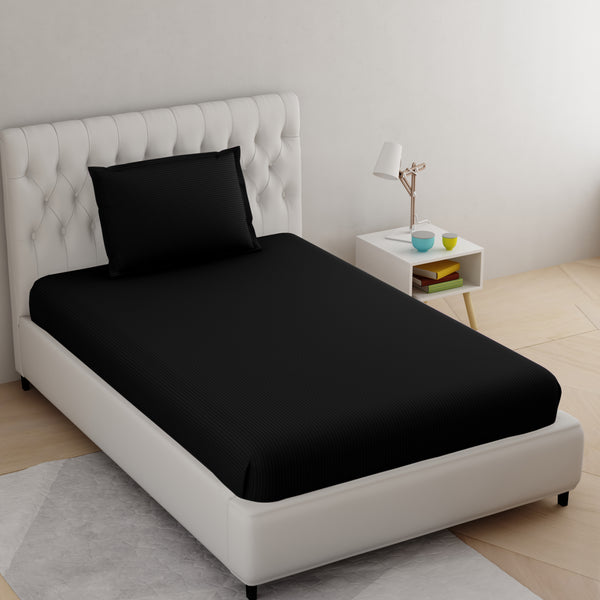 Black Pure Cotton Single Bed Bedsheet