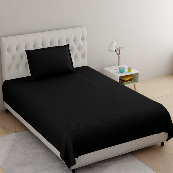 Black Pure Cotton Single Bed Bedsheet