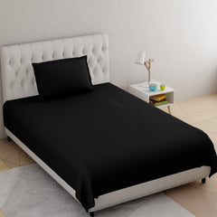 Black Pure Cotton Single Bed Bedsheet