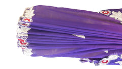 Purple Designer Georgette (Viscos) Thread Beads Pearl Stone Hand Embroidery Work Saree Sari
