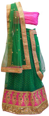 Green Designer Bridal Net Lahenga With Pink Blouse