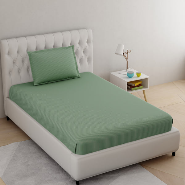 Olive Green Pure Cotton Single Bed Bedsheet