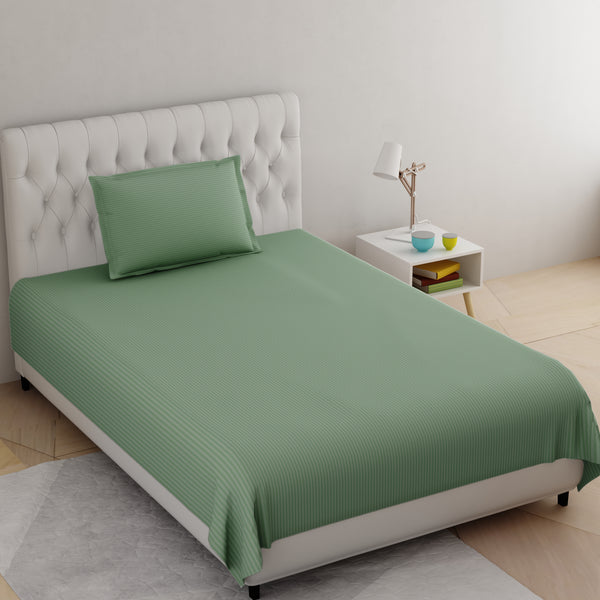 Olive Green Pure Cotton Single Bed Bedsheet