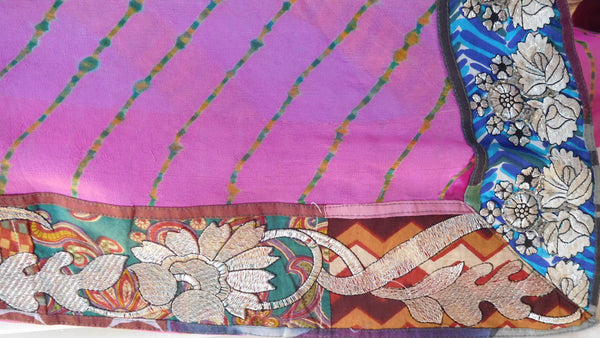 White & Wine Designer Pure Georgette Hand Embroidery Work Printed Saree Sari