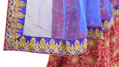 Red & Blue Designer Bridal Georgette Lahenga With Net Dupatta & Dupian Silk Blouse
