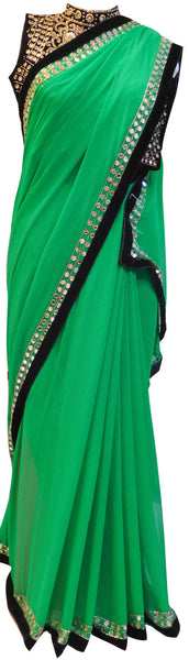 Green Designer Saree WIth Heavy Blouse