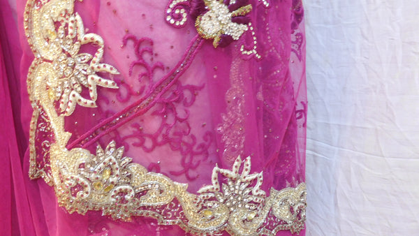 Wine Bridal Designer Bollywood Style Net Saree