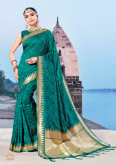 Royal Blue Jacquard Silk Heavy Work Designer Banarasi Saree Sari
