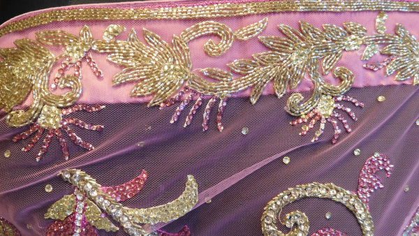 Lavender Bridal Designer Bollywood Style Net Saree