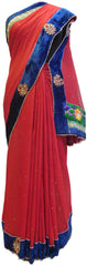 Red Designer Georgette (Viscos) Hand Embroidery Work Saree Sari