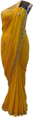 Yellow Black Designer Saree