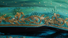 Turquoise Bridal Designer Bollywood Style Net Saree