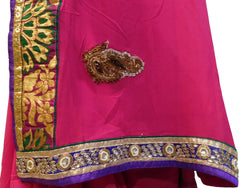 Pink Designer Georgette (Viscos) Hand Embroidery Work Saree Sari
