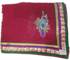 Merron Designer Georgette (Viscos) Hand Embroidery Work Saree Sari