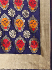 SMSAREE Blue Designer Wedding Partywear Banarasi Art Silk Hand Embroidery Work Bridal Saree Sari With Blouse Piece YNF-28434
