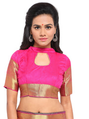 SMSAREE Pink Designer Wedding Partywear Banarasi Art Silk Hand Embroidery Work Bridal Saree Sari With Blouse Piece YNF-28518