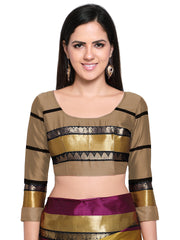 SMSAREE Copper Designer Wedding Partywear Cotton Art Silk Hand Embroidery Work Bridal Saree Sari With Blouse Piece YNF-28556