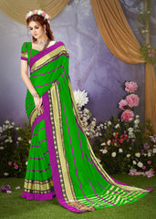 SMSAREE Green Designer Wedding Partywear Cotton Art Silk Hand Embroidery Work Bridal Saree Sari With Blouse Piece YNF-28557