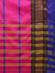 SMSAREE Pink Designer Wedding Partywear Cotton Art Silk Hand Embroidery Work Bridal Saree Sari With Blouse Piece YNF-28560