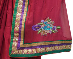 Merron Designer Georgette (Viscos) Hand Embroidery Work Saree Sari