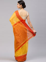 SMSAREE Yellow Designer Wedding Partywear Cotton Art Silk Hand Embroidery Work Bridal Saree Sari With Blouse Piece YNF-28660