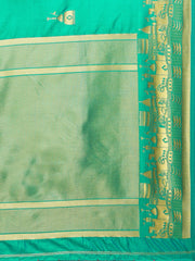 SMSAREE Green Designer Wedding Partywear Banarasi Art Silk Hand Embroidery Work Bridal Saree Sari With Blouse Piece YNF-28832