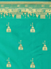 SMSAREE Green Designer Wedding Partywear Banarasi Art Silk Hand Embroidery Work Bridal Saree Sari With Blouse Piece YNF-28832